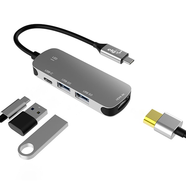 Hub USB-C com 2 Portas USB 3.0, 1 Porta USB-C e HDMI, HUB41HD, Elg - CX 1 UN