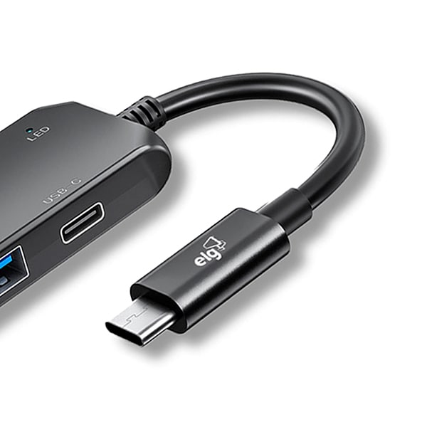 Hub USB-C 4 portas 3.0, Cinza, HUB41C, Elg - CX 1 UN