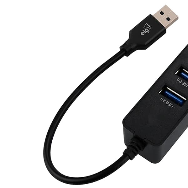 Hub USB 2.0 com 3 Portas, Leitor de Cartão SD e Micro-SD, Elg - CX 1 UN