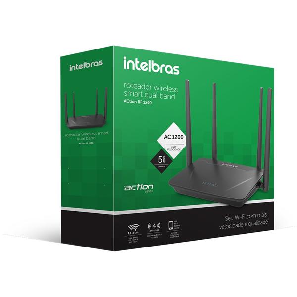 Roteador WiFi 5 Dual-Band AC1200 4 portas Fast Ethernet, RF1200, Intelbras - CX 1 UN