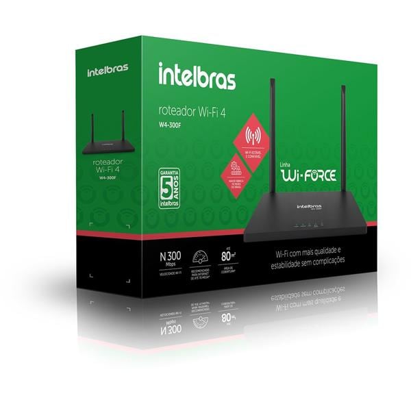 Roteador wireless 4 portas, 300mbps, w4-300f, Intelbras - CX 1 UN