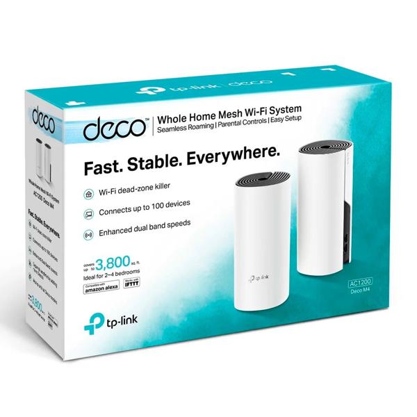 Kit Roteador WiFi Mesh 5 Deco M4, Gigabit Dual-Band AC1200, TP-Link - CX 2 UN