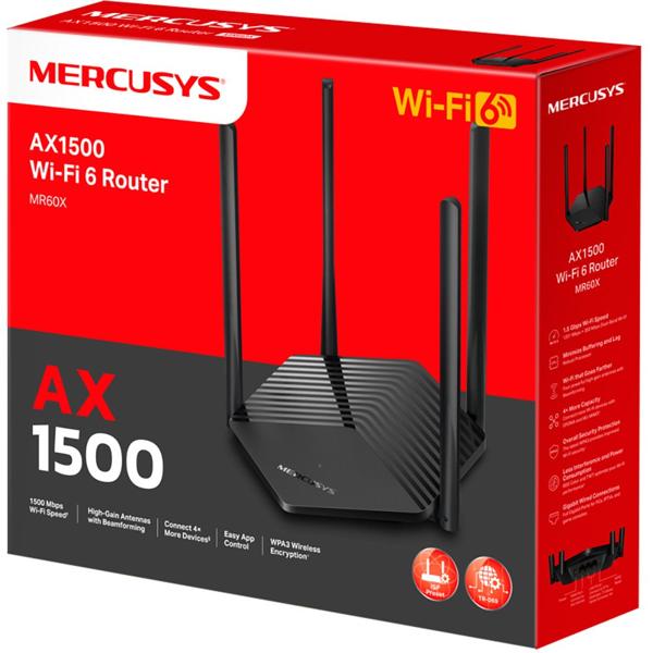 Roteador wireless AX1500, 3 portas, Dual Band, MR60X, Mercusys - CX 1 UN