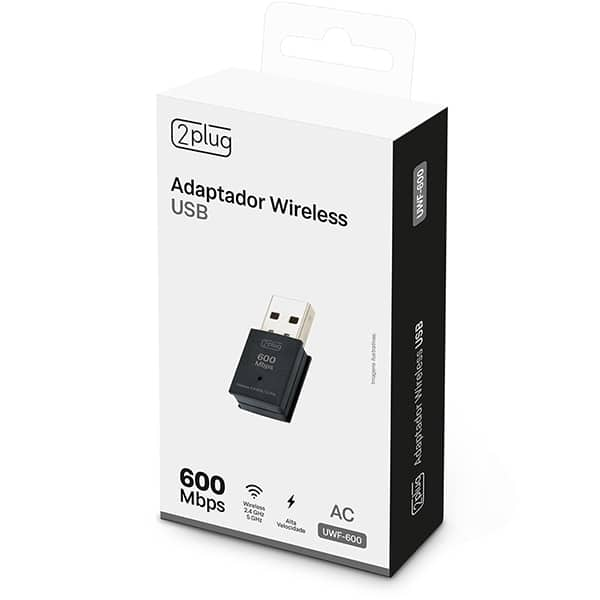 Adaptador wireless Dual Band, 600mbps mini, USB, UWF600, 2Plug - BT 1 UN