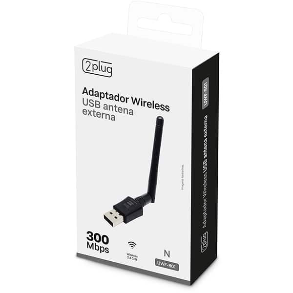 Adaptador wireless N 300 mbps, antena externa, UWF801, 2Plug - BT 1 UN