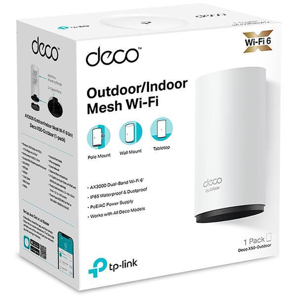 Roteador Mesh Wi-Fi 6 Dual Band, Gigabit, Deco X50 Outdoor, AX3000, Tp Link - CX 1 UN