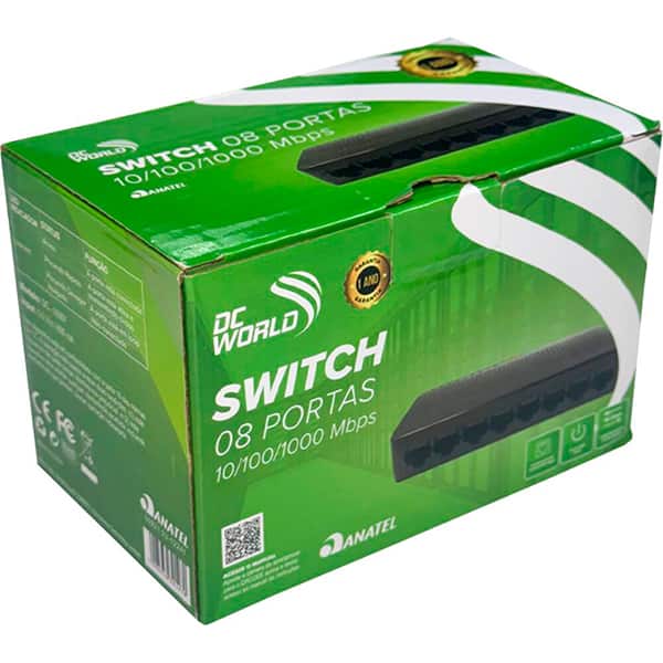 Switch 8 portas, 10/100/1000 Mbps, não gerenciável, DC10007, Adconnect - CX 1 UN