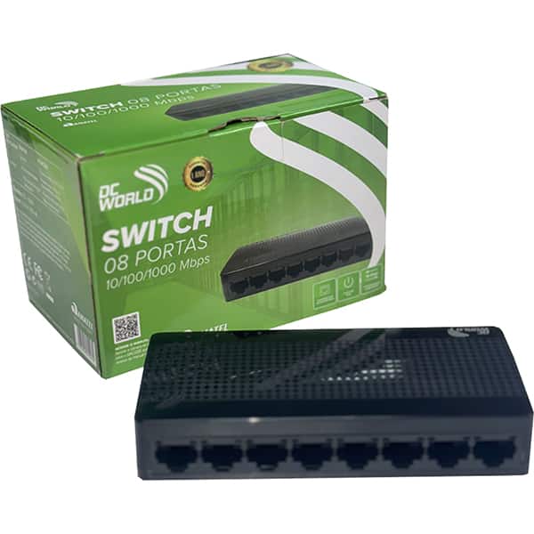 Switch 8 portas, 10/100/1000 Mbps, não gerenciável, DC10007, Adconnect - CX 1 UN