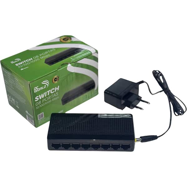 Switch 8 portas, 10/100/1000 Mbps, não gerenciável, DC10007, Adconnect - CX 1 UN