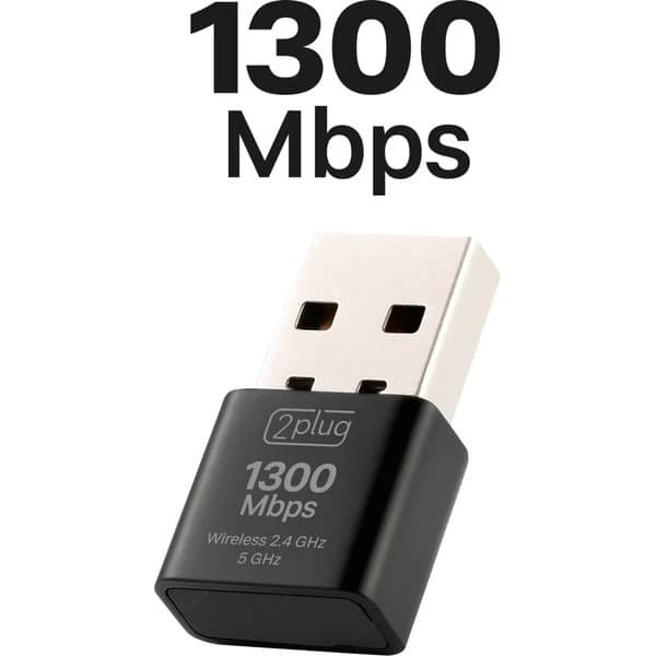 Adaptador Wireless USB - 1300 Mbps Dual Band Mini - UWF-907, 2Plug - PT 1 UN