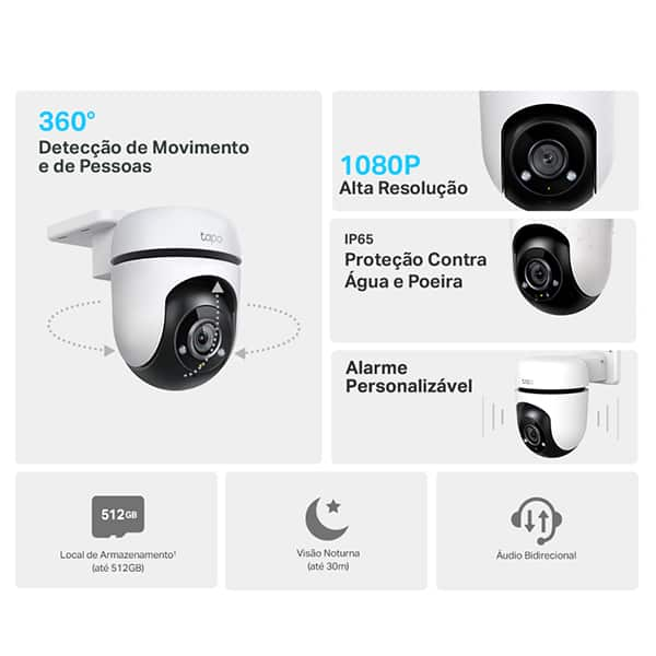 Câmera de Segurança Wi-Fi Externa, 360º, 1080p Full HD, Sensor de imagem, Tapo C500, Tp Link - CX 1 UN