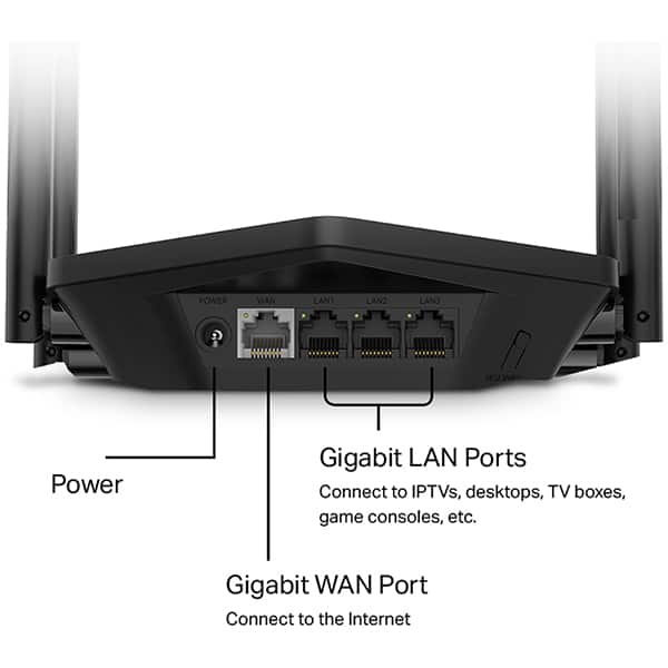 Roteador wireless EasyMesh Dual Band, 3 portas, AX3000, MR80X, Mercusys - CX 1 UN