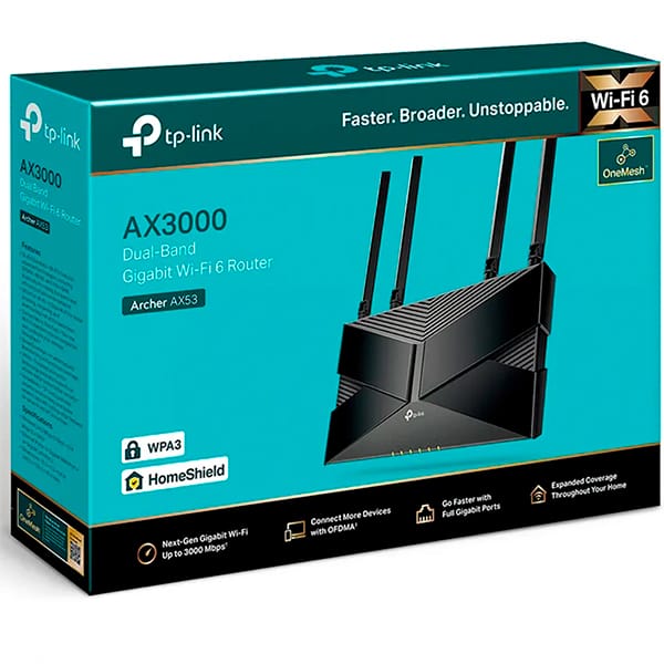 Roteador wireless Mesh D.Band 6 p. AX3000 Archer AX53 BR Tp Link CX 1 UN