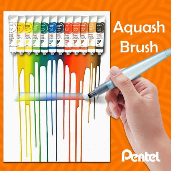 Pincel Aquash Brush Ponta Média, Aquarela, XP-FRH-M6 - Pentel BT 1 UN