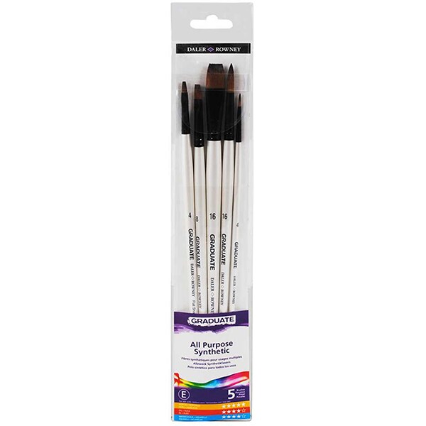 Kit para pintura Graduate, Cabo Longo, com 5 pincéis, 212551001, Daler Rowney - BT 1 UN