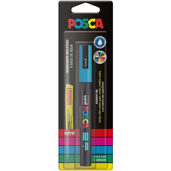 Pincel marcador 1.3 Posca, Azul Claro, PC-3M/1 7.5130, Uniball - BT 1 UN Pincel marcador 1.3 Posca, Azul Claro, PC-3M/1 7.5130, Uniball - BT 1 UN