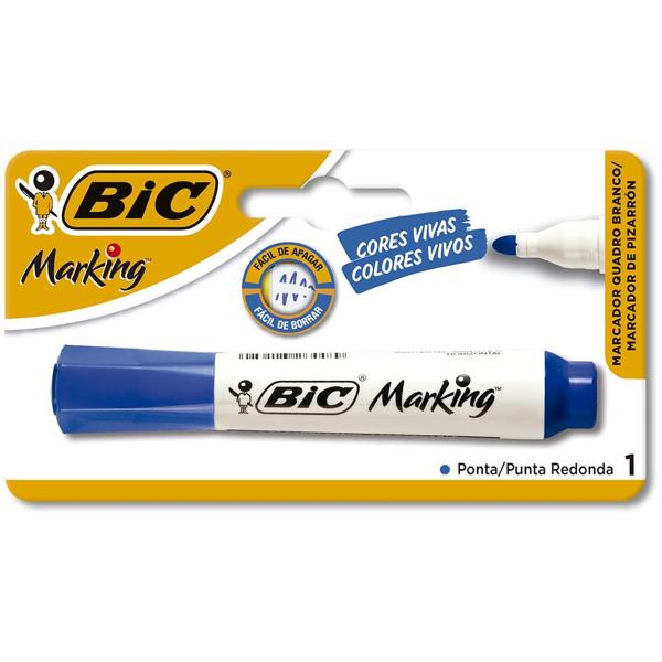 Pincel Marcador Quadro Branco BIC Marking, Azul, Recarregável, Ponta Redonda de 2.0mm, 904205 - BT 1 UN