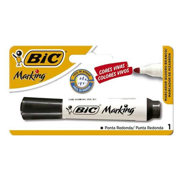 Pincel Marcador Quadro Branco BIC Marking, Preto, Recarregável, Ponta Redonda de 2.0mm, 904204 - BT 1 UN