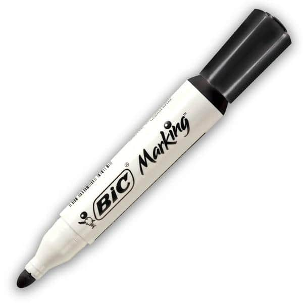 Pincel Marcador Quadro Branco BIC Marking, Preto, Recarregável, Ponta Redonda de 2.0mm, 904204 - BT 1 UN