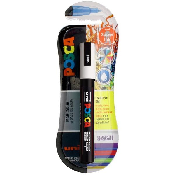 Pincel marcador ponta média Posca branco PC-5M/1 Uniball BT 1 UN