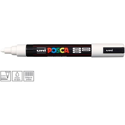 Pincel marcador ponta média Posca branco PC-5M/1 Uniball BT 1 UN