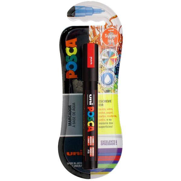 Pincel marcador ponta média Posca vermelha PC-5M/1 Uniball BT 1 UN