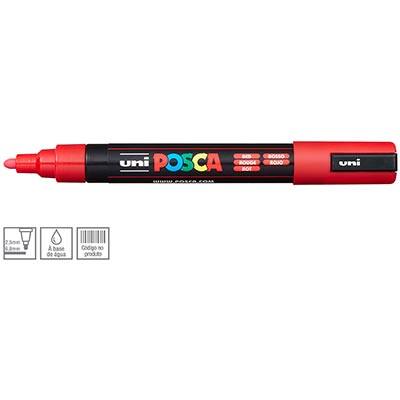 Pincel marcador ponta média Posca vermelha PC-5M/1 Uniball BT 1 UN