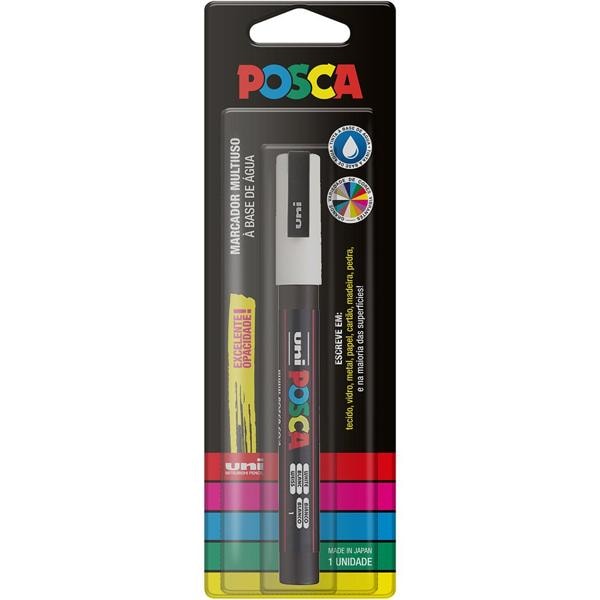 Pincel marcador ponta fina Posca branco Uniball BT 1 UN