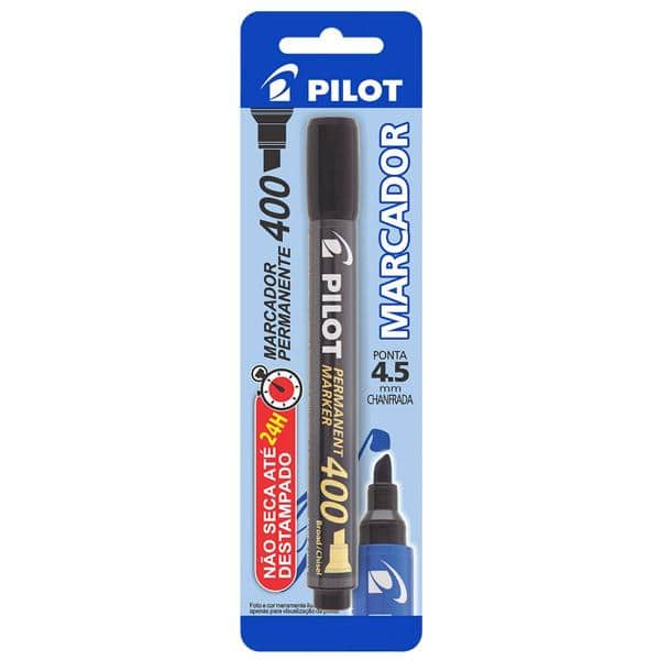 Pincel marcador permanente 4.5mm chanfrado SCA 400 preto Pilot BT 1 UN