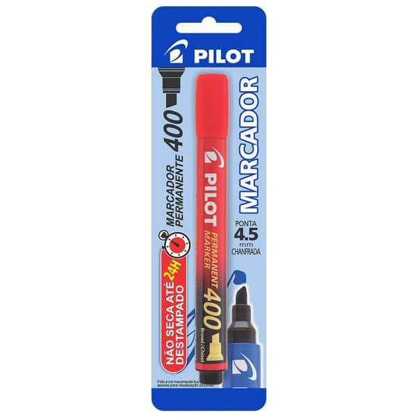 Pincel marcador permanente 4.5mm chanfrado SCA 400 verm. Pilot BT 1 UN