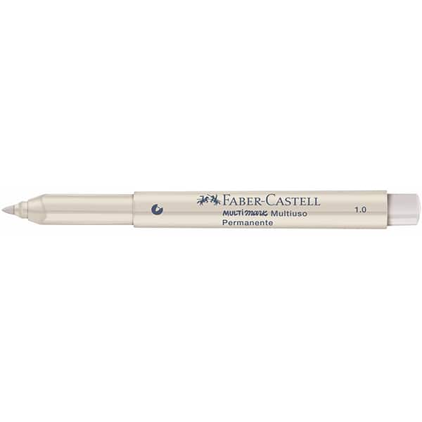 Marcador Multisuperfície MultiMark, Ponta 1,0mm e 3,0mm, Branco, Faber-Castell - 1 UN