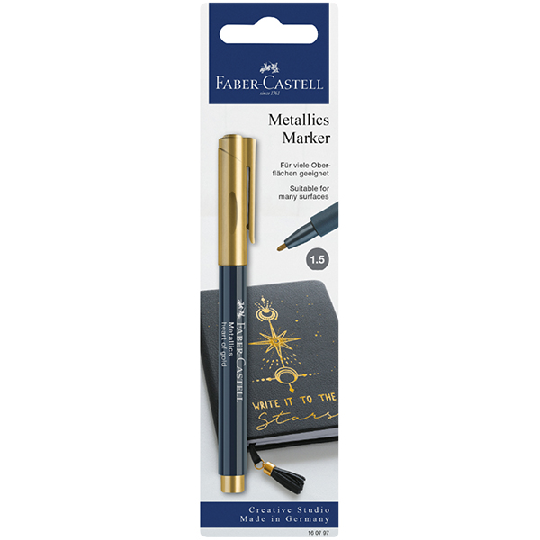 Marcador Permanente Metalic, Dourado, 1.5, Faber-Castell - BT 1 UN Marcador Permanente Metalic, Dourado, 1.5, Faber-Castell - BT 1 UN