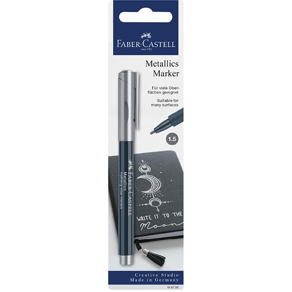 Pincel marcador permanente 1,5mm metálico prata Faber-castell BT 1 UN