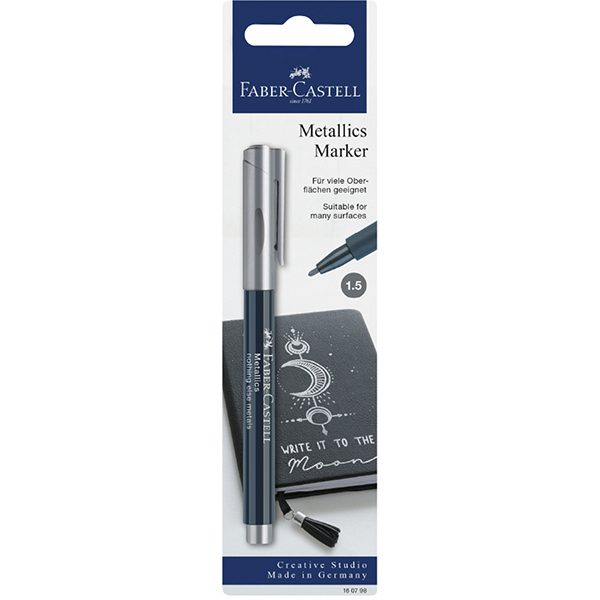 Marcador Permanente Metalic, Prata, 1.5, Faber-Castell - BT 1 UN Marcador Permanente Metalic, Prata, 1.5, Faber-Castell - BT 1 UN