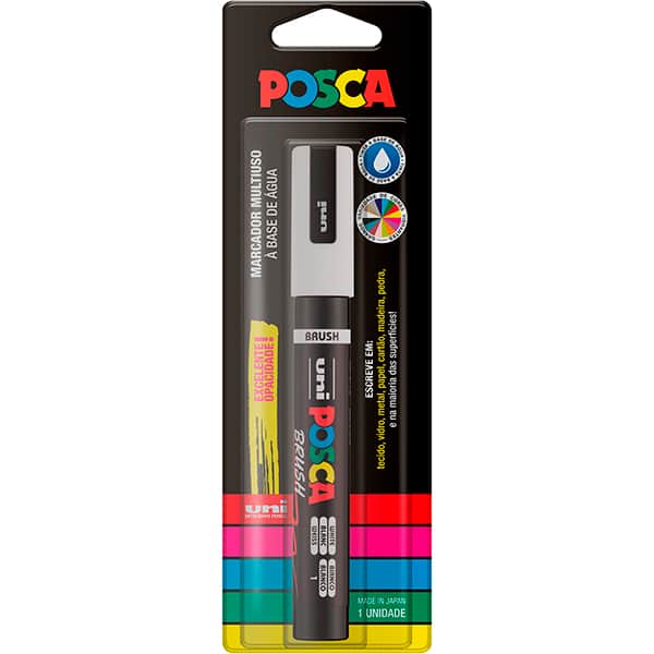 Pincel marcador 5.5 Posca, Branca, PC-5BR 5.8820, Uniball - BT 1 UN