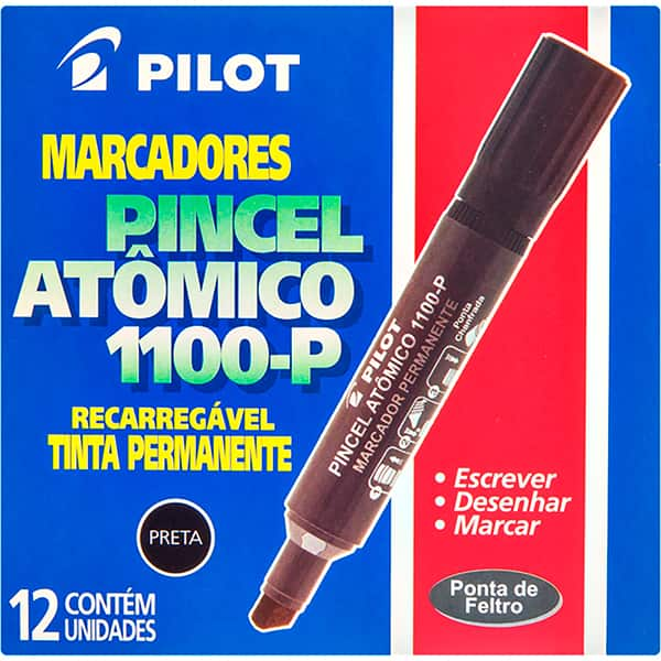 Pincel marcador atômico preto 1.100-p Pilot CX 12 UN