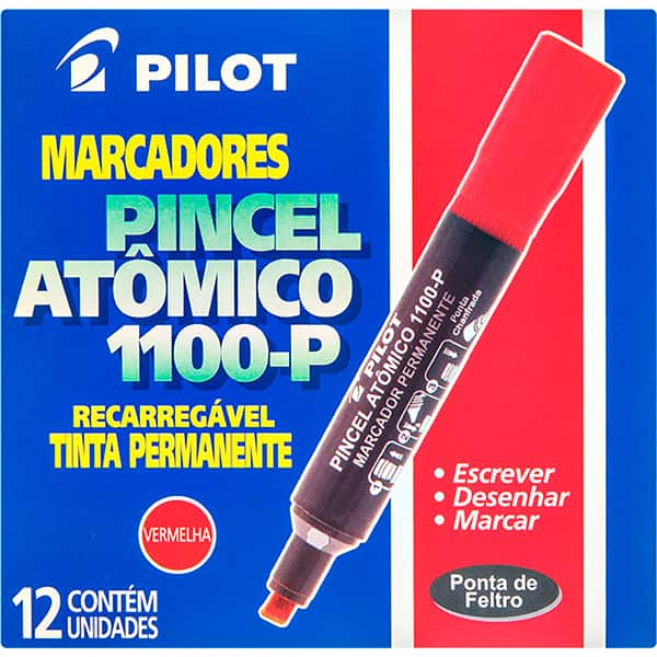 Pincel marcador atômico vermelho 1.100-p Pilot CX 12 UN