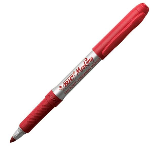 Pincel Marcador Permanente BIC Marking Intensity Vermelho, Com Grip Emborrachado, Ponta Média de 1.1mm, 970987 - BT 1 UN