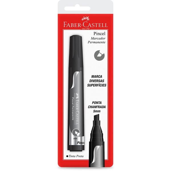 Pincel Marcador Permanente Preto Ponta Chanfrada 5mm Faber-Castell BT 1 UN Pincel Marcador Permanente Preto Ponta Chanfrada 5mm Faber-Castell BT 1 UN