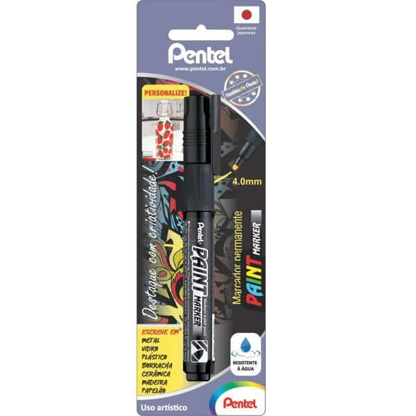 Pincel marcador permanente Paint Marker preto SM/MMP20-A Pentel BT 1 UN