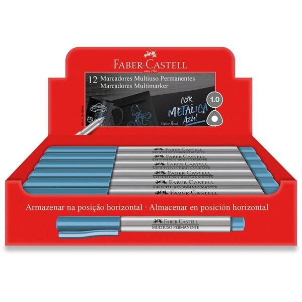 Pincel marcador permanente, Azul metálico, Faber-Castell - CX 12 UN