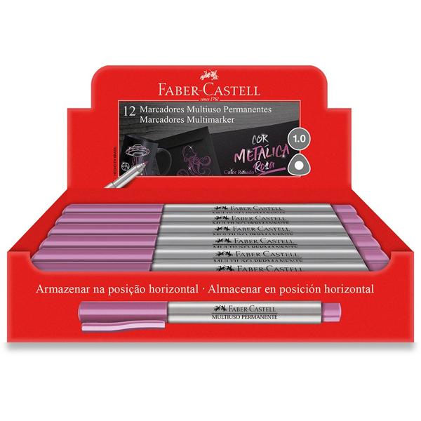 Pincel marcador permanente, Rosa metálico, Faber-Castell - CX 12 UN Pincel marcador permanente, Rosa metálico, Faber-Castell - CX 12 UN