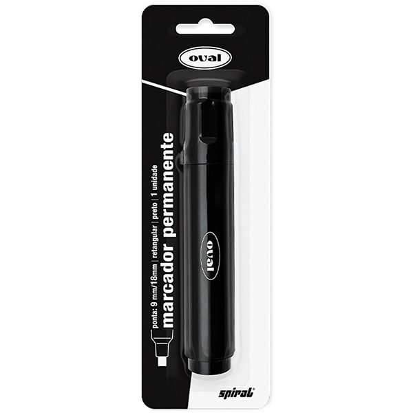 Pincel marcador permanente, 18mm, Preto, Oval - BT 1 UN