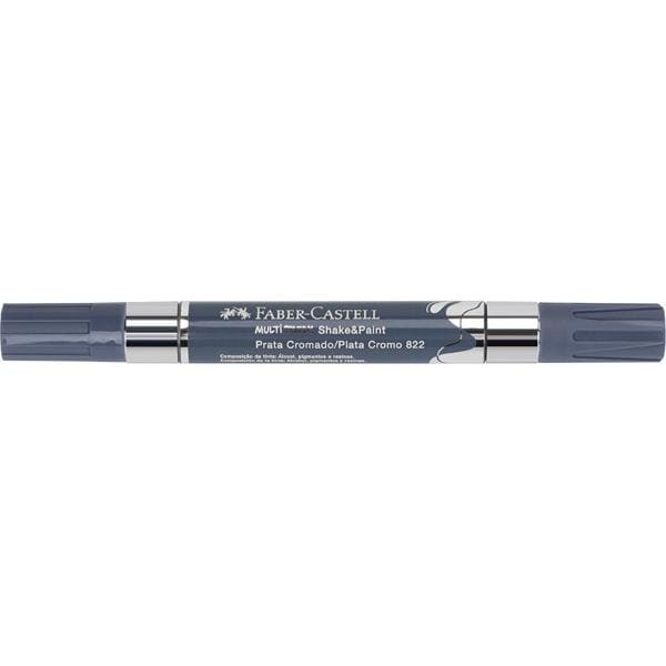 Marcador Multisuperfície MultiMark, Ponta dupla 1,0mm e 3,0mm, Prata Cromado, Faber-Castell - BT 1 UN