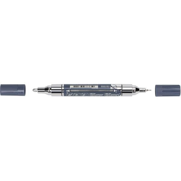 Marcador Multisuperfície MultiMark, Ponta dupla 1,0mm e 3,0mm, Prata Cromado, Faber-Castell - BT 1 UN