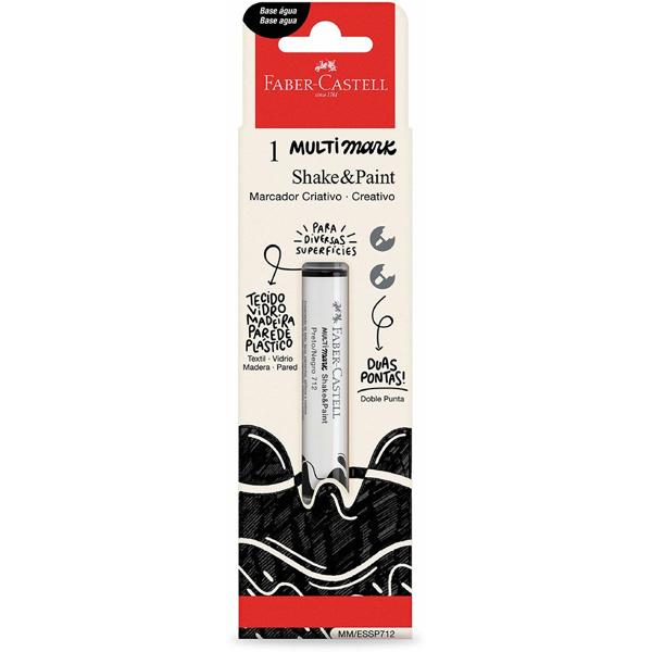 Marcador Multisuperfície MultiMark, Ponta dupla 1,0mm e 3,0mm, Preto, Faber-Castell - BT 1 UN