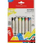 Marcador Multisuperfície MultiMark, Ponta dupla 1,0mm e 3,0mm, 6 Cores Clássicas, Faber-Castell - BT 6 UN