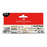 Marcador Multisuperfície MultiMark, Ponta fina de 1,0mm, Prata e Ouro, Faber-Castell - BT 2 UN