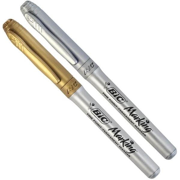 Pincel Marcador Permanente BIC Marking Intensity, Cores Metálicas, 1 Prata + 1 Dourado, Com Grip, 903936 - BT 2 UN