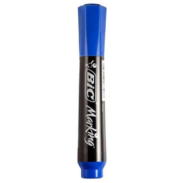 Marcador Permanente BIC Marking, Azul, Recarregável, Ponta Chanfrada, 1.5 a 3.0mm, 904212 - BT 1 UN